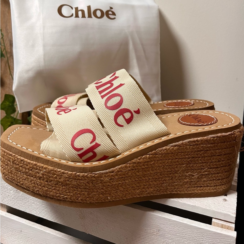 Women's Cream and Red Platform Sandals